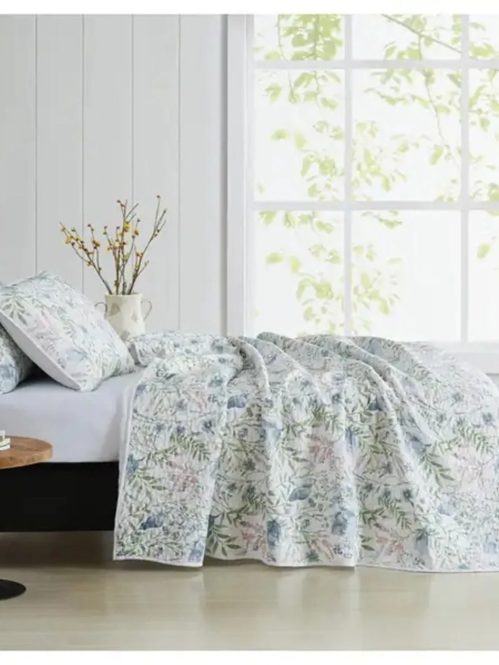 Cottage Classics Floral Quilt Set - Full/Queen, Green & Blue